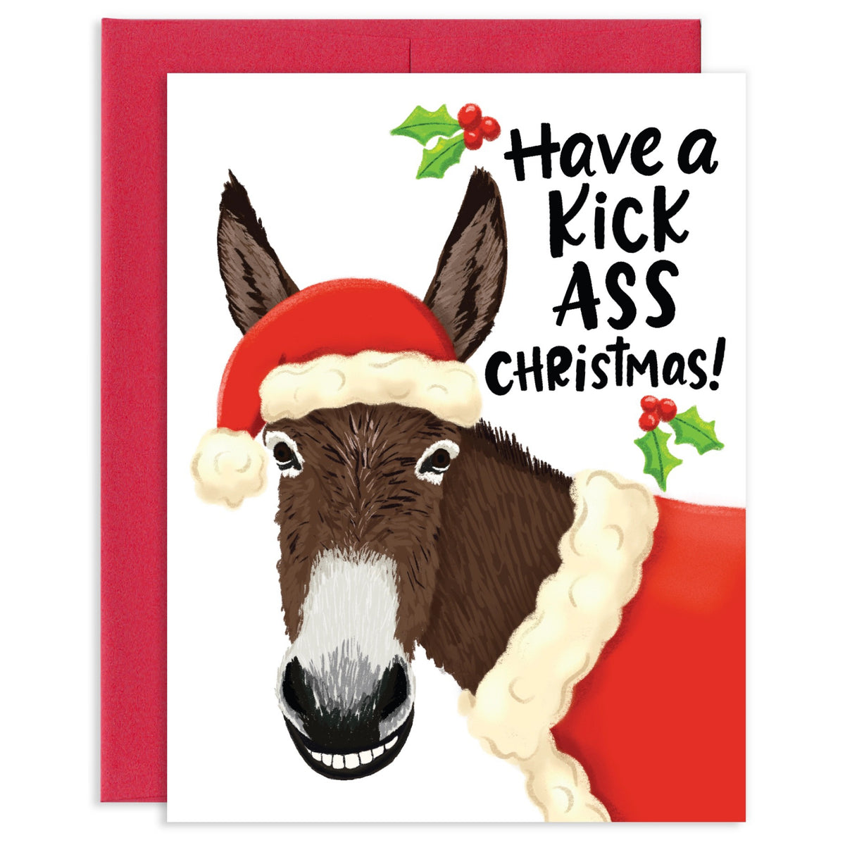 Kick Ass Christmas Donkey Greeting Card Grey Street Paper Outer Layer