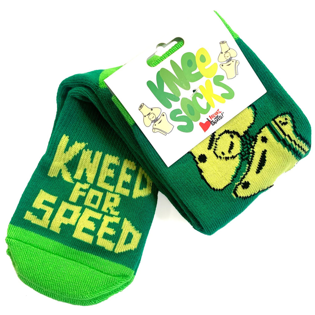 Kneed For Speed Knee Socks packaging.