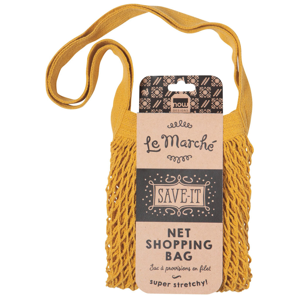Le Marche String Shopping Bag Gold with packaging.
