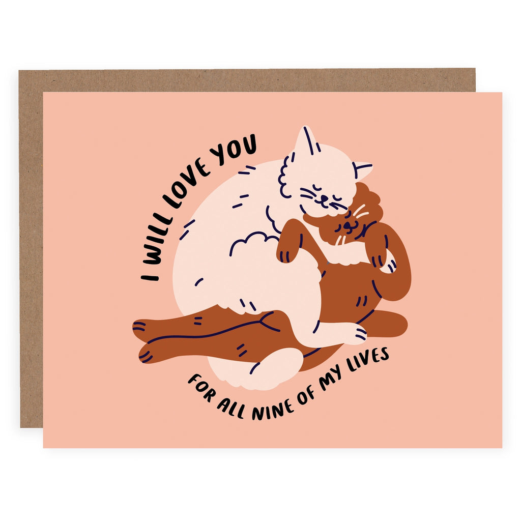 Love You All Nine Lives Cats Card.