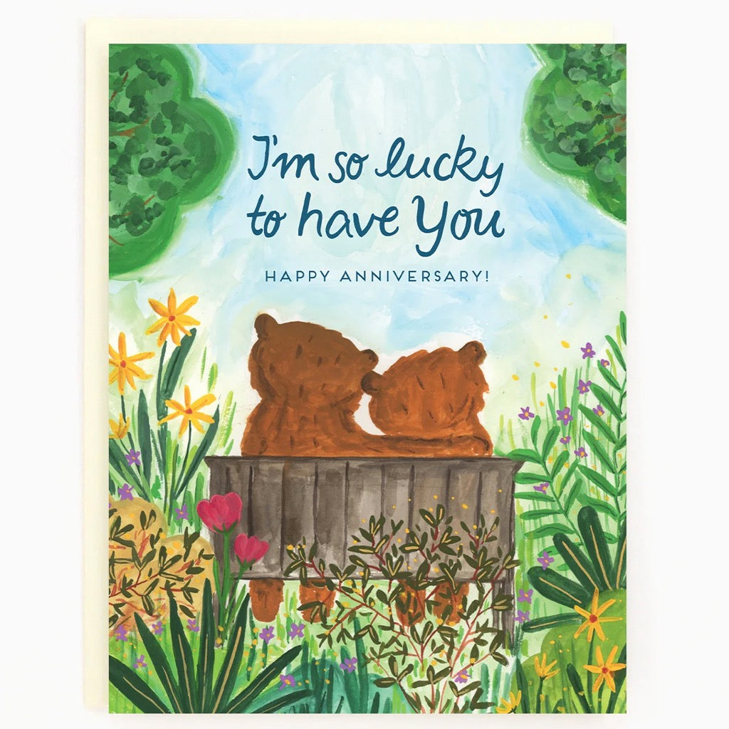 Lucky To Have You Bears Anniversary Card.