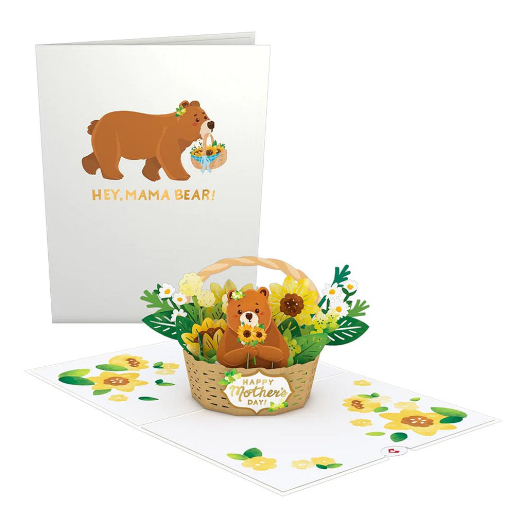 Mama Bear Mother's Day pop up card open and closed.