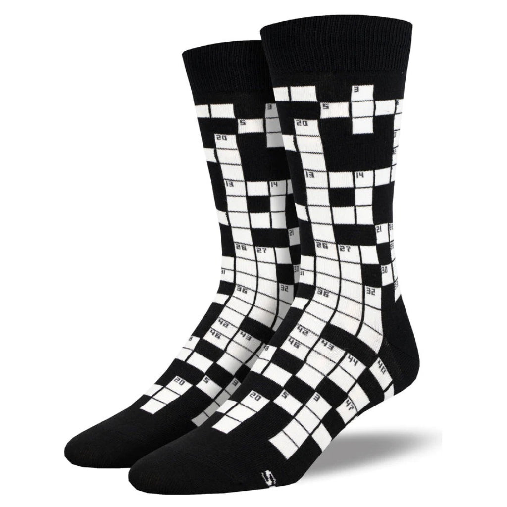 Men's Sunday Crossword Socks Black SockSmith Outer Layer