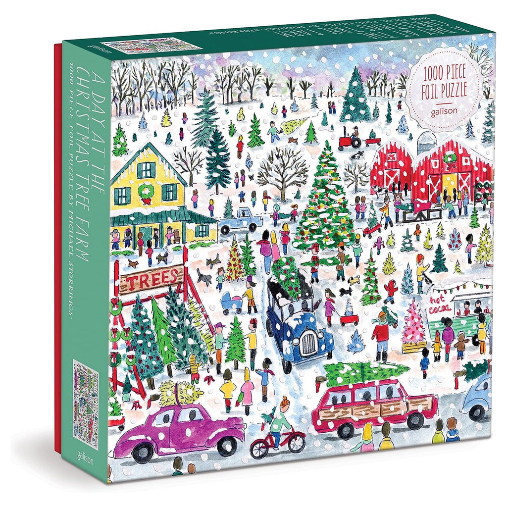 Michael Storrings Christmas Tree Farm 1000 Piece Foil Puzzle box.