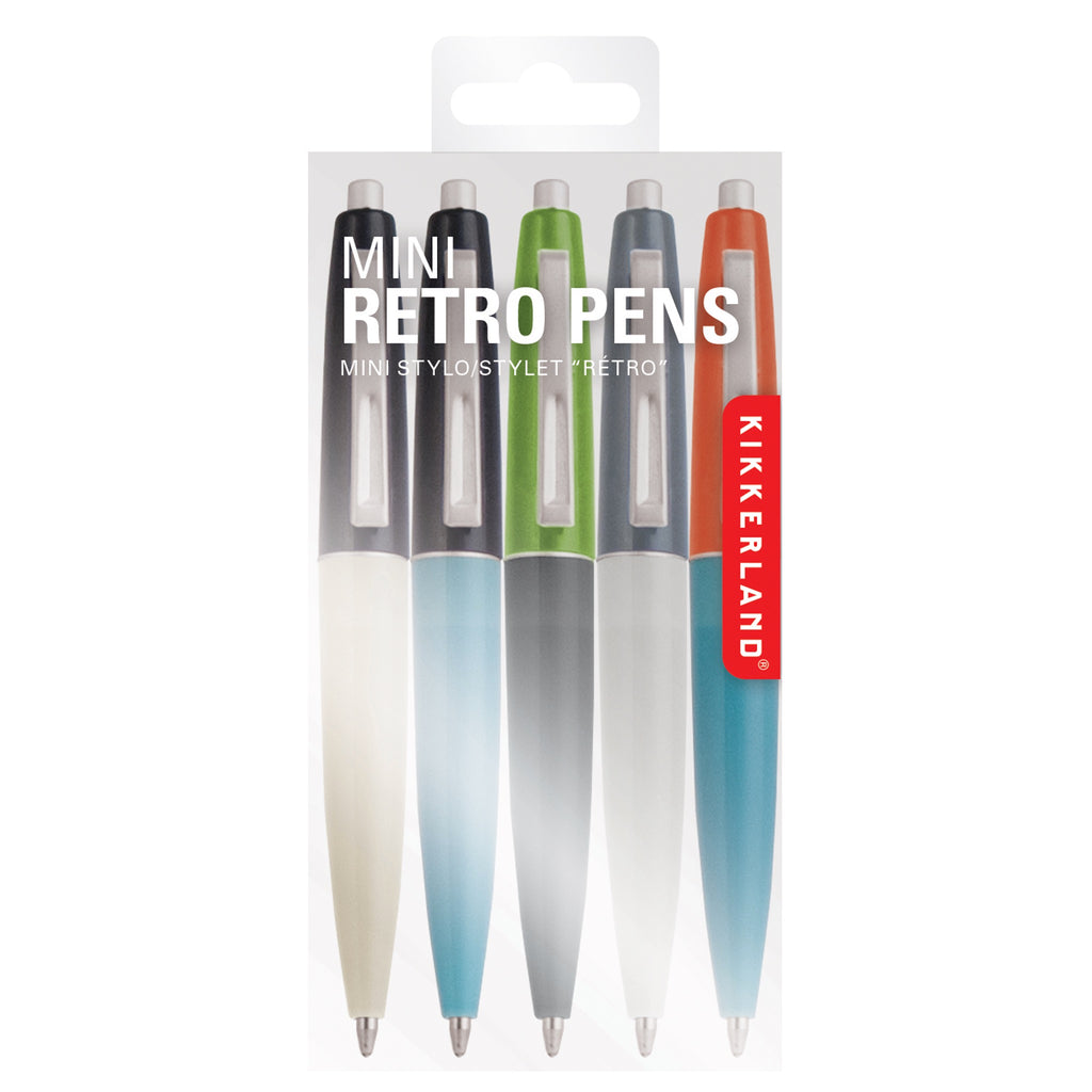 Mini Retro Pens Set of 5 packaging.