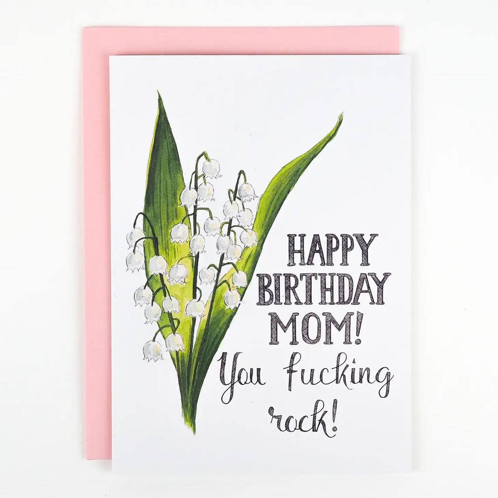 Mom You Fucking Rock Floral Birthday Card.
