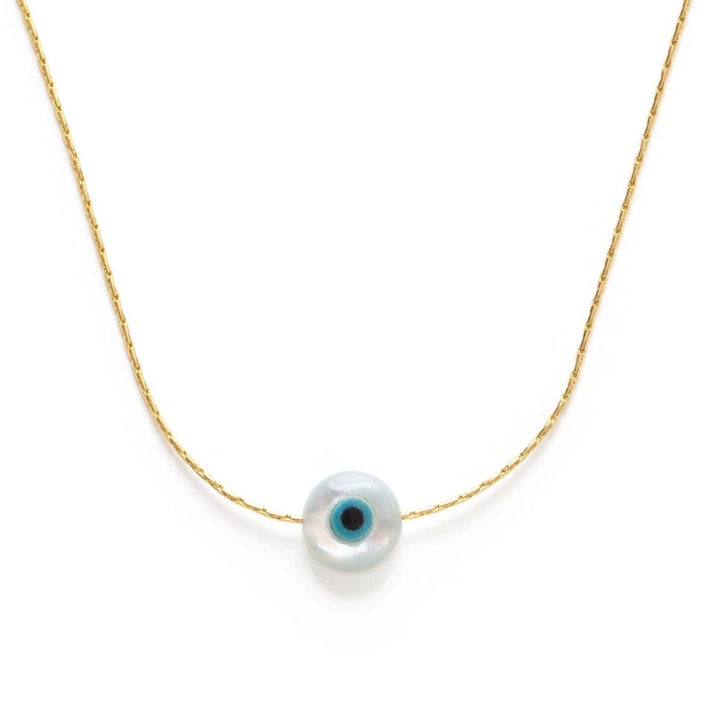 Mother of Pearl Evil Eye Necklace.