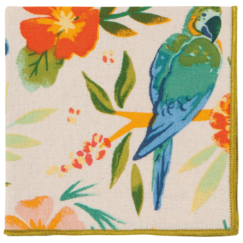 Napkin with parrot.