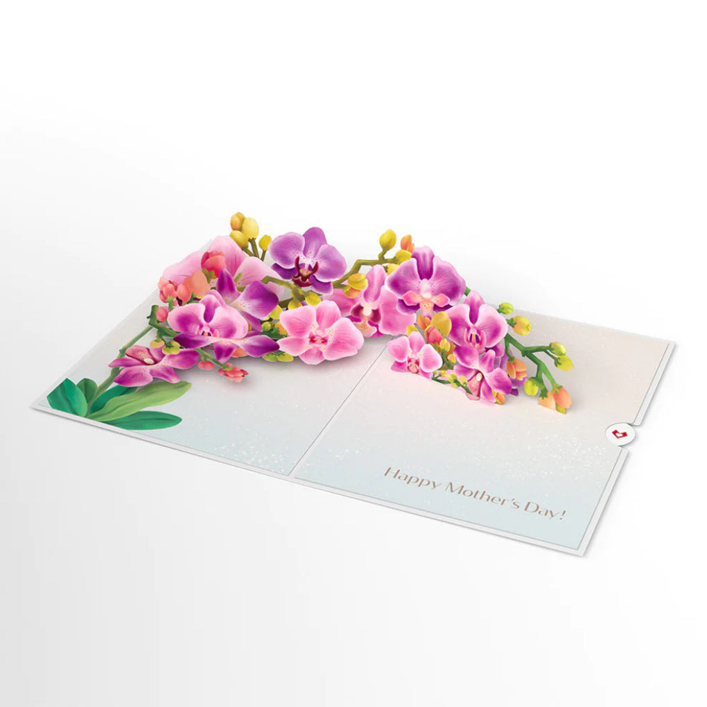 Open view of Mother's Day Orchid Pop-Up Card.