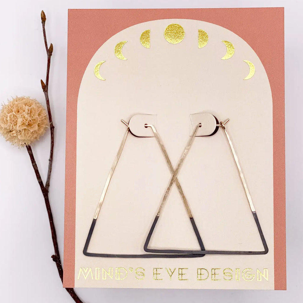 Patina Dipped Triangle Hoops packaging.