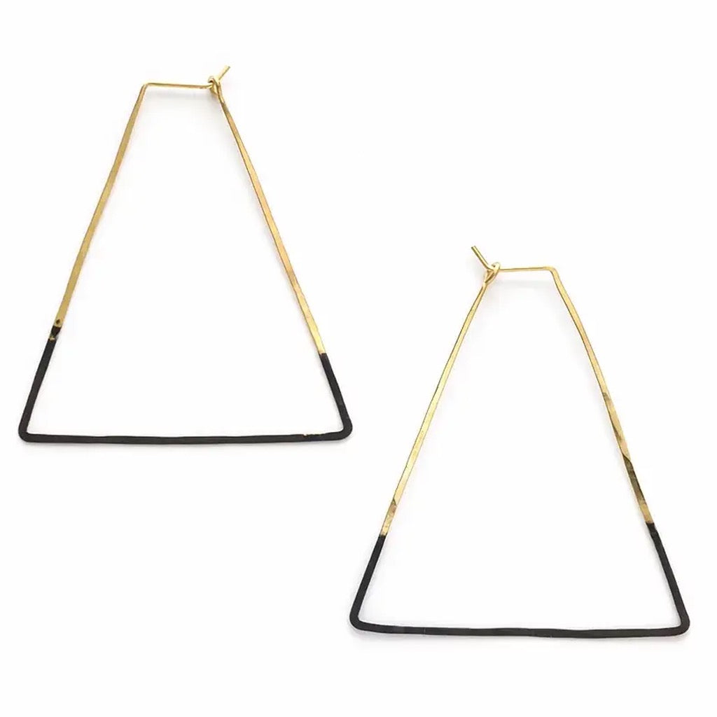 Patina Dipped Triangle Hoops.