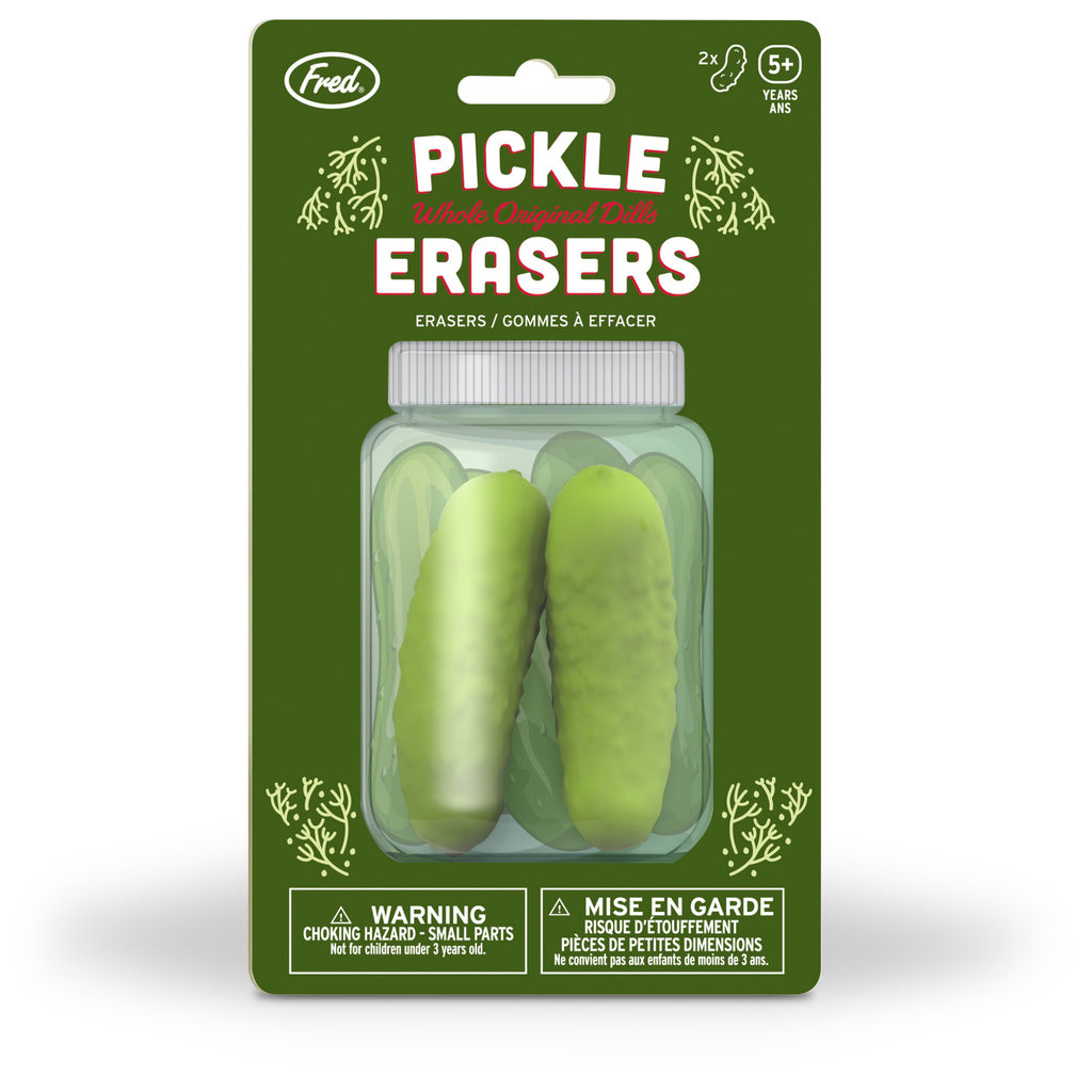 Pickle Eraser packaging.