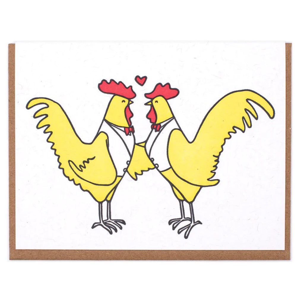 Roosters Wedding Card.