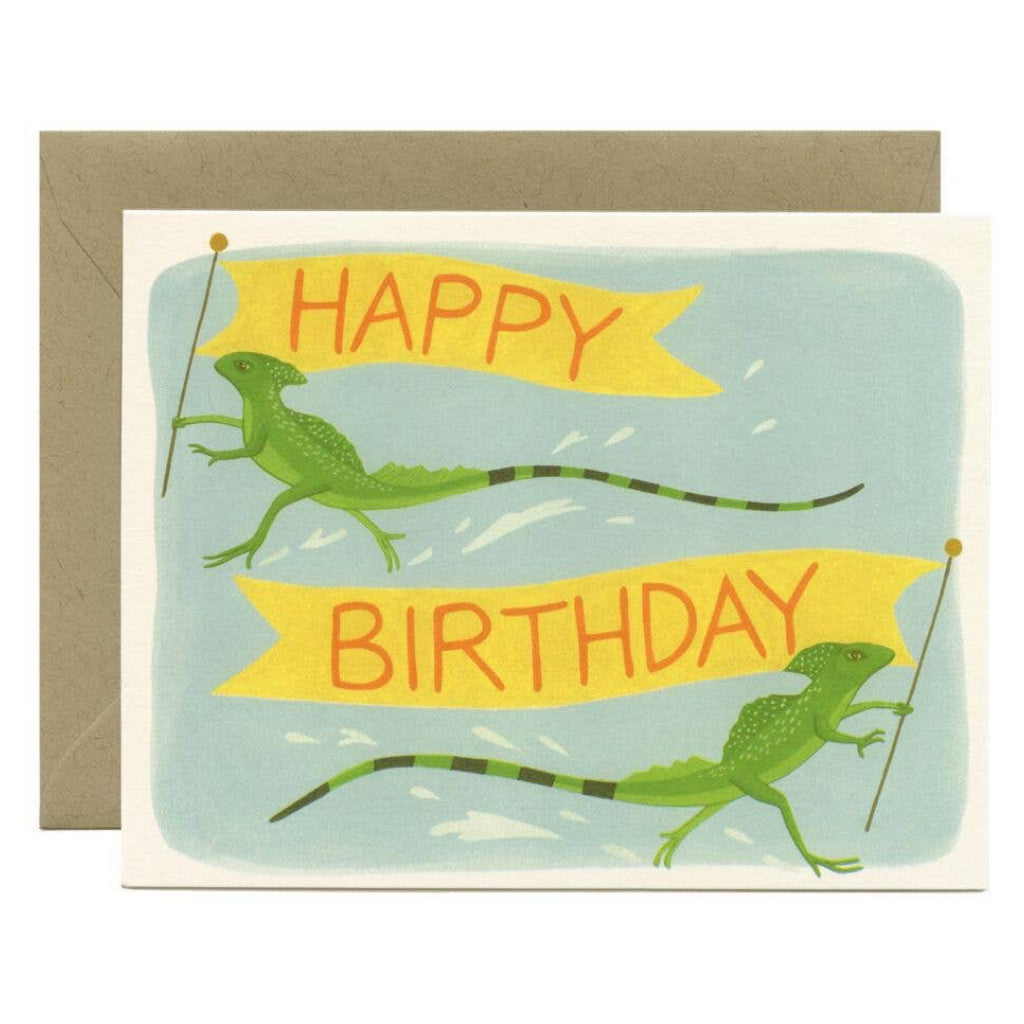 Running Lizards Birthday Card | Yeppie Paper – Outer Layer