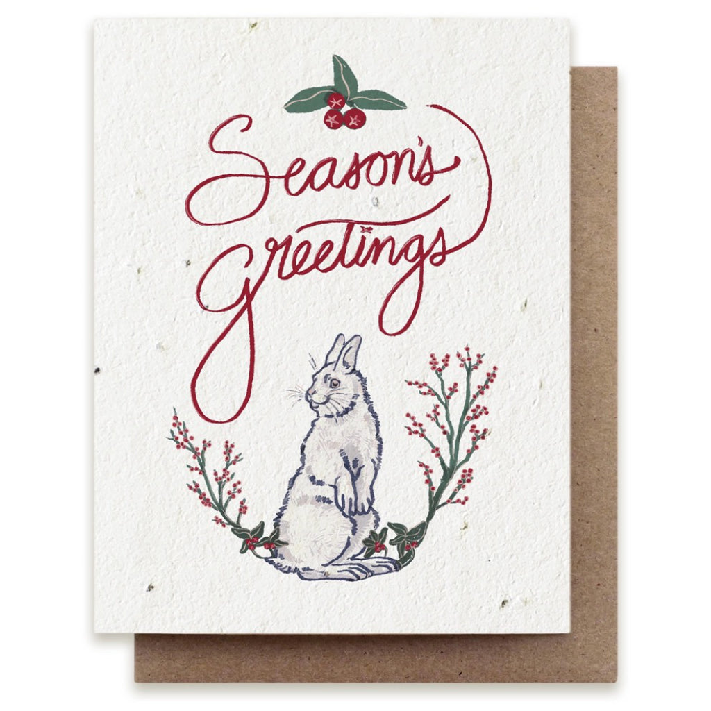 Season's Greetings Snowshoe Hare Plantable Herb Seed Card.