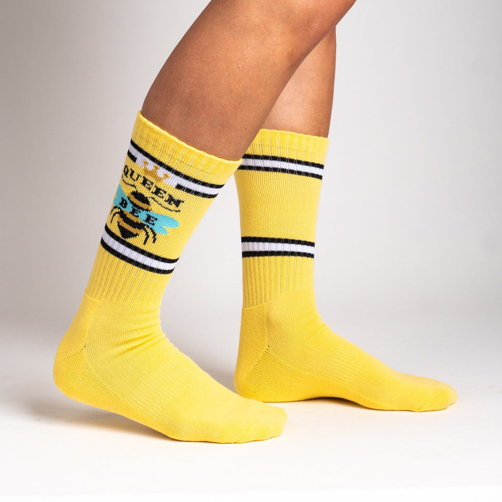 Side of Queen Bee Athletic Ribbed Crew Socks.