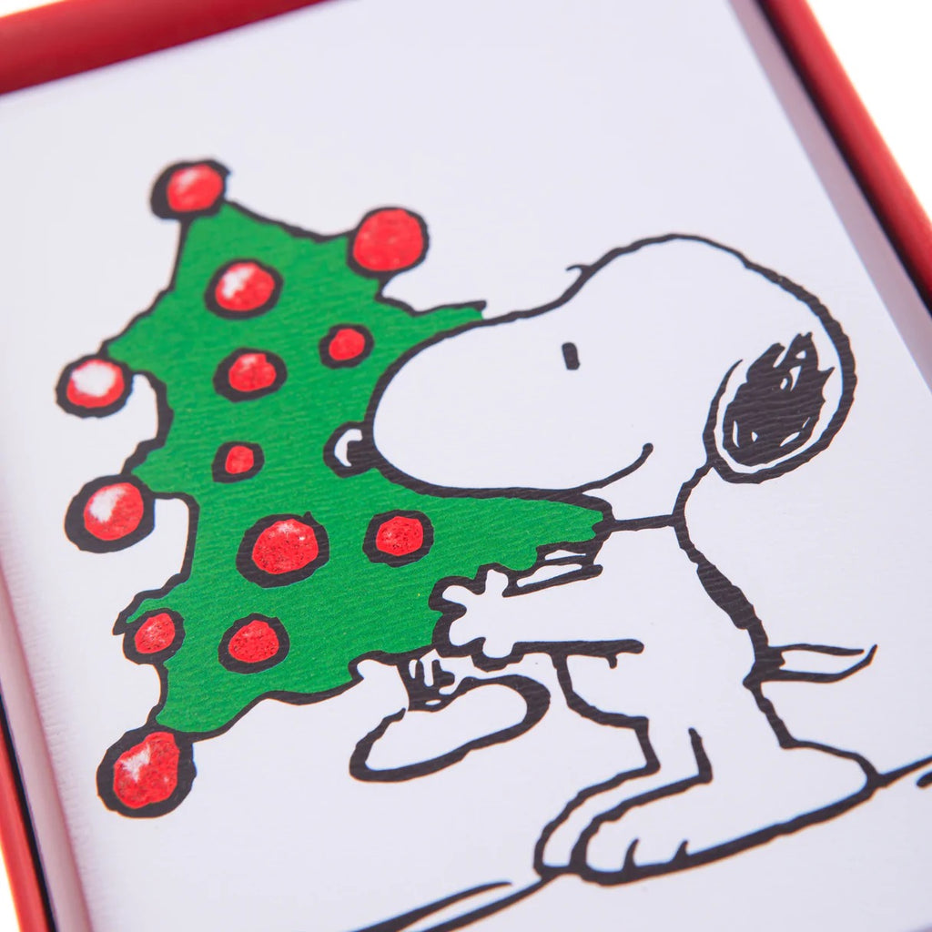 Snoopy Tree Petite Classic Boxed Cards Closeup