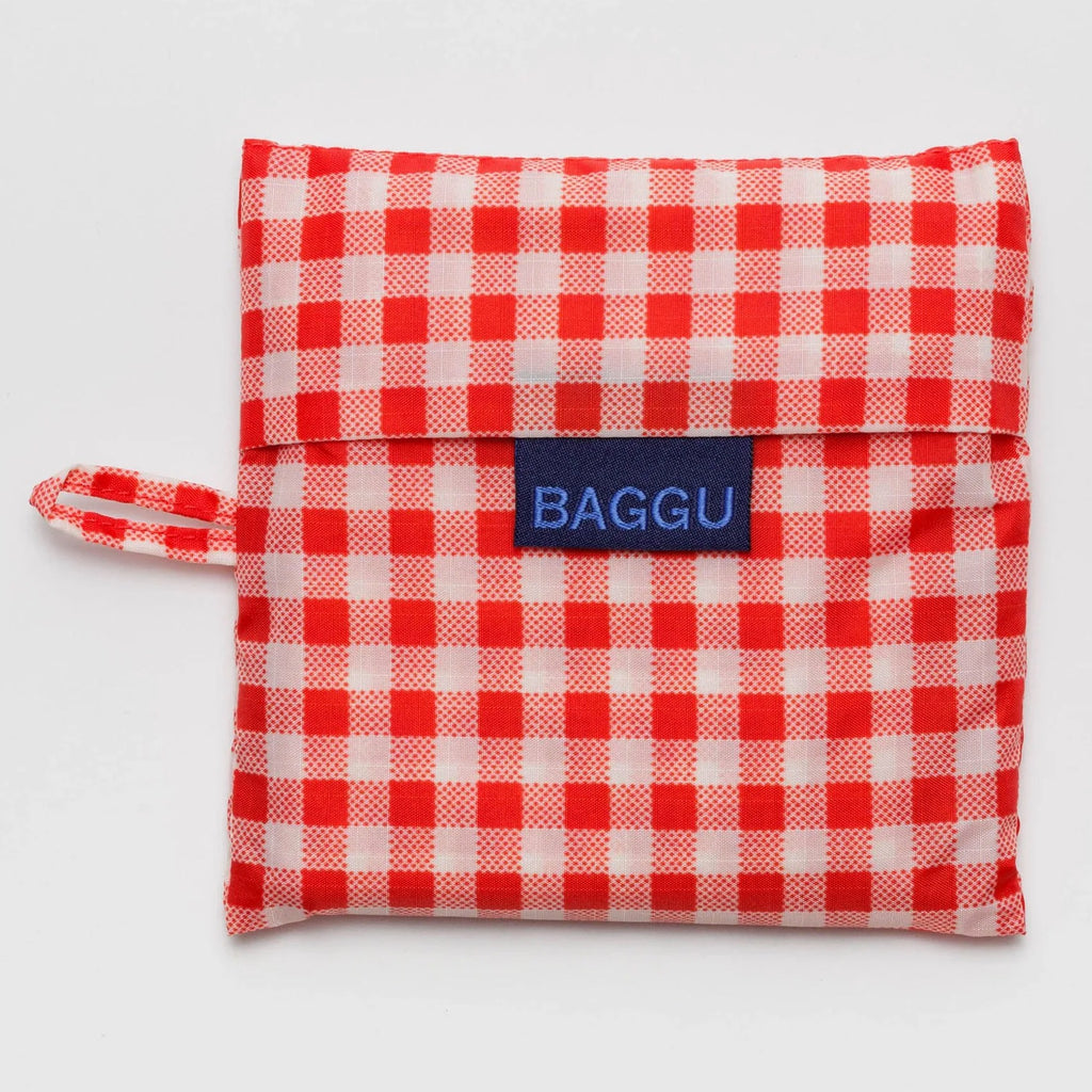Standard Baggu Red Gingham folded.