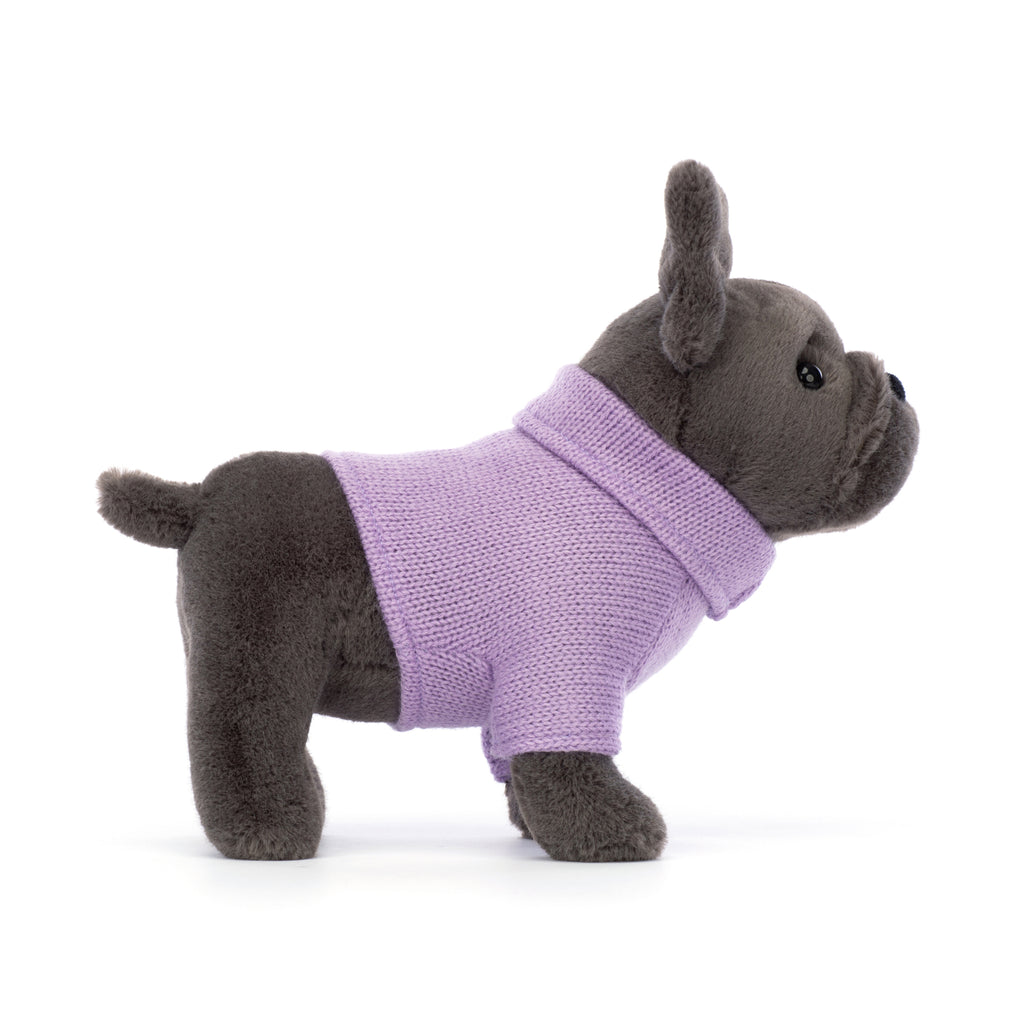 Sweater French Bulldog Purple side view.
