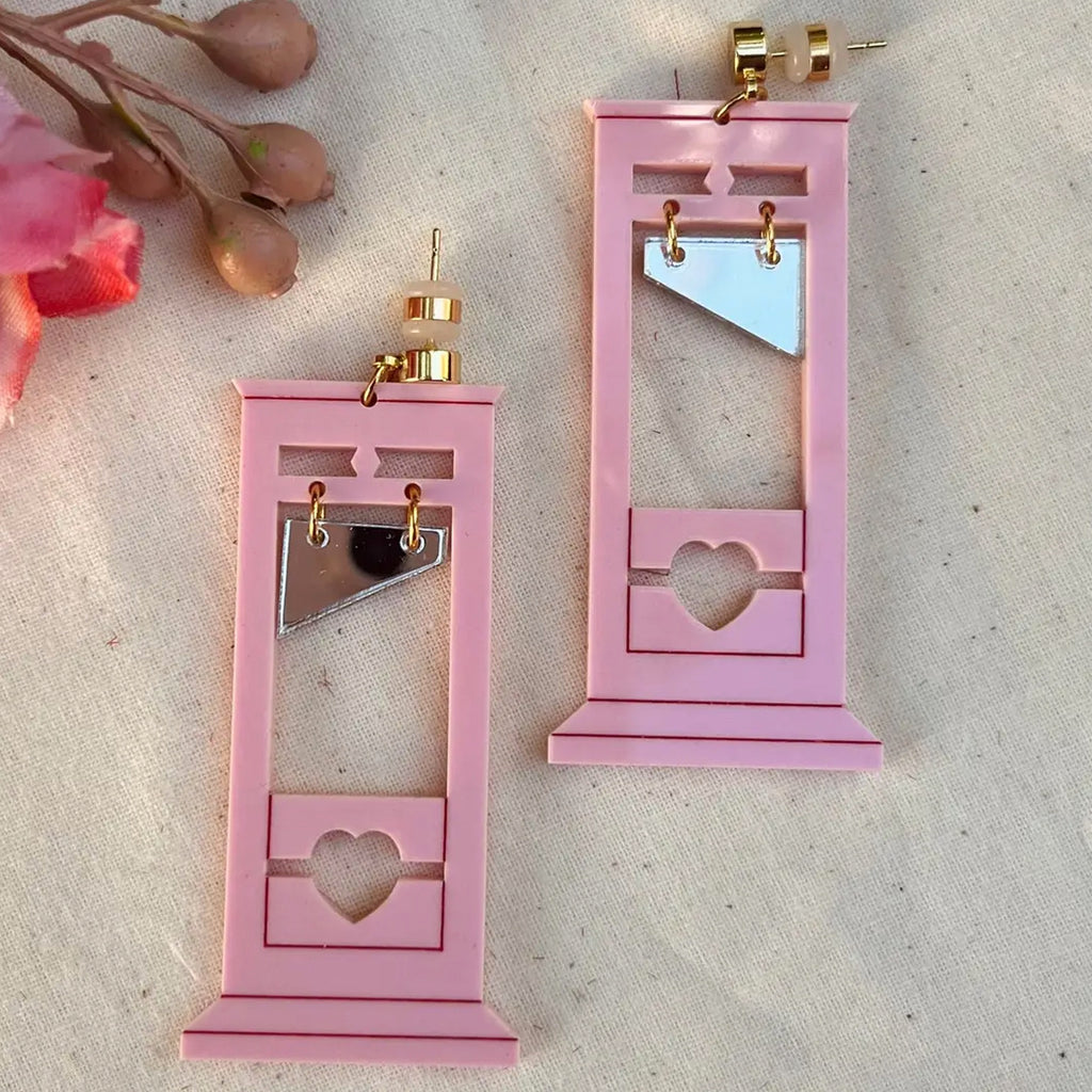 Sweetheart Pink Guillotine Earrings.