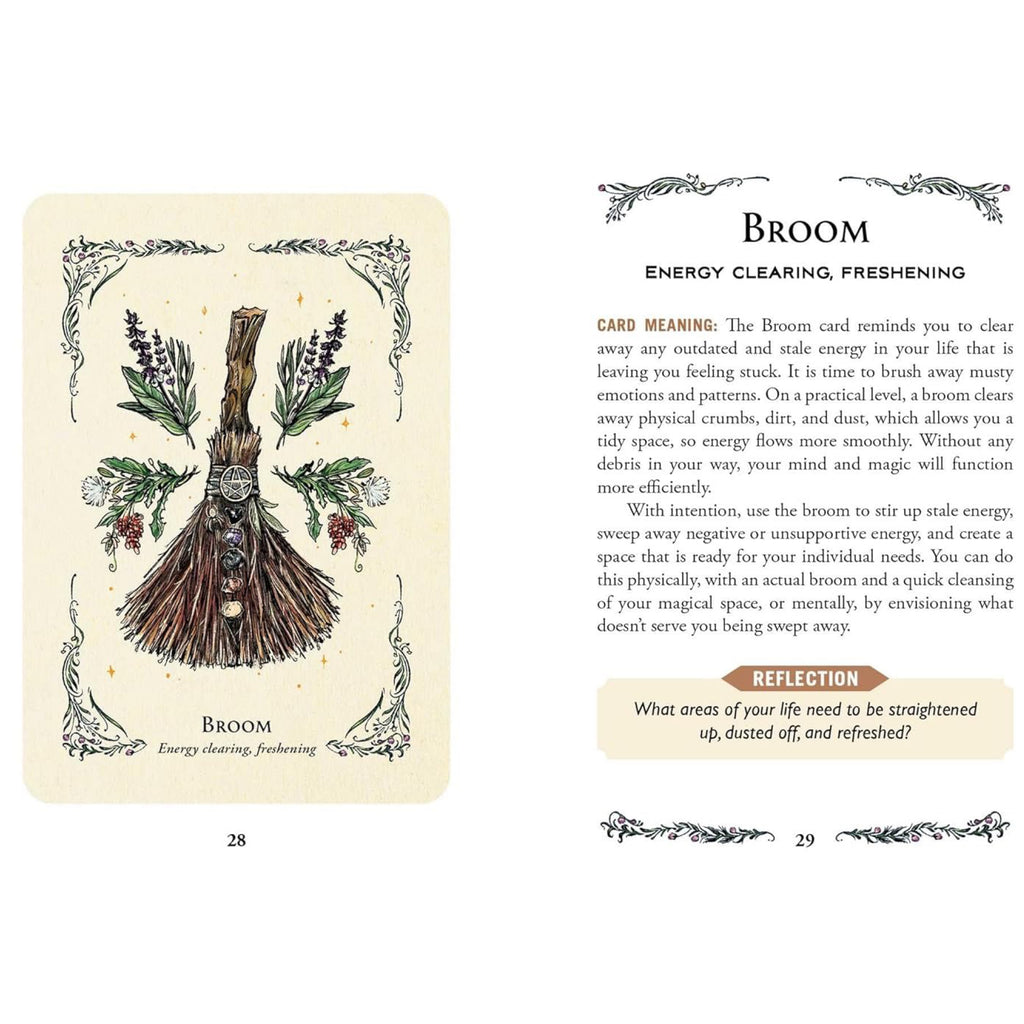 The Green Witch's Oracle Deck broom spread.