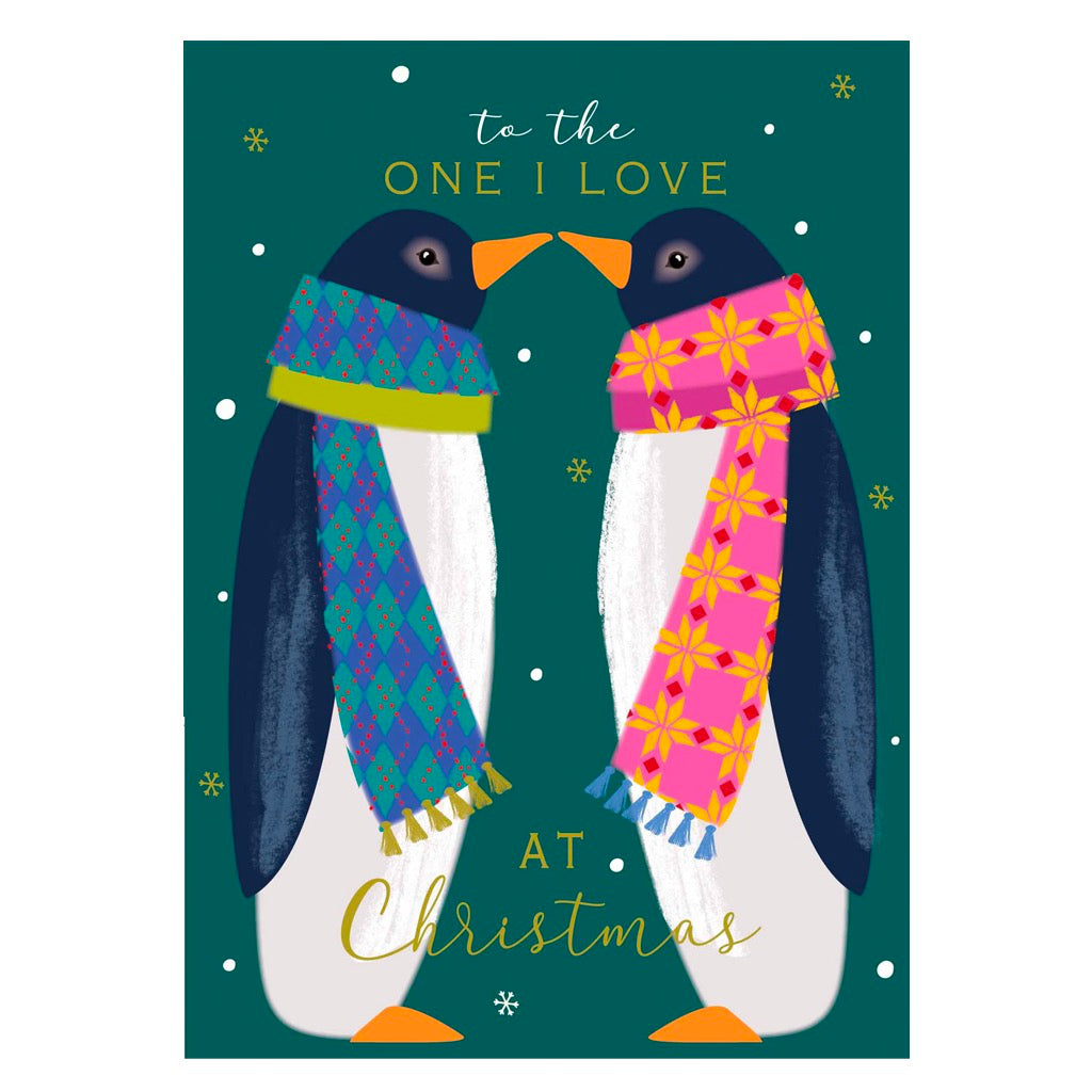 The One I Love Penguins Christmas Card.