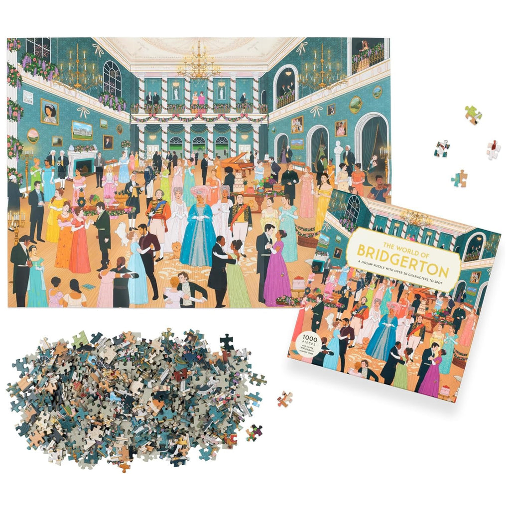The World of Bridgerton 1000 Piece Puzzle with pieces.