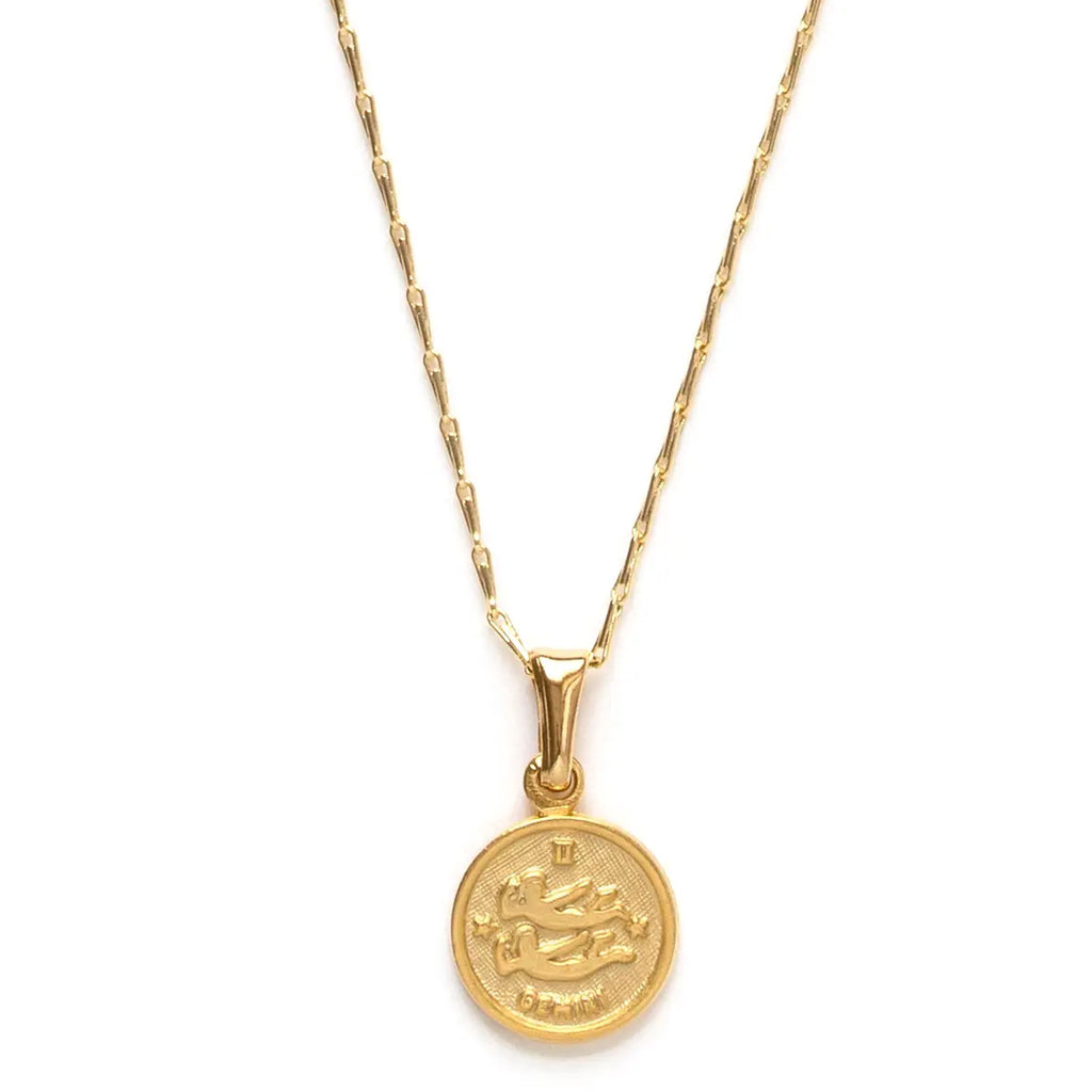 Tiny Zodiac Medallion Necklace - Gemini.