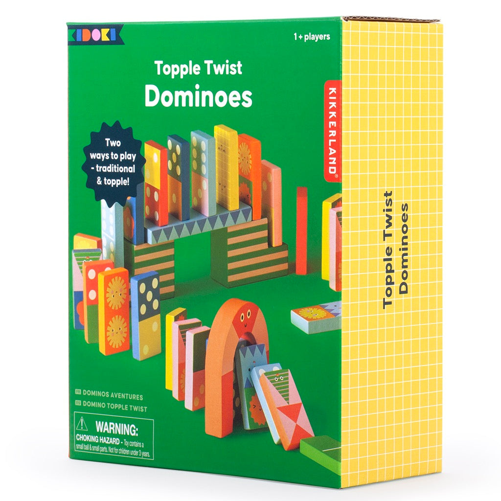 Topple Twist Dominoes packaging.