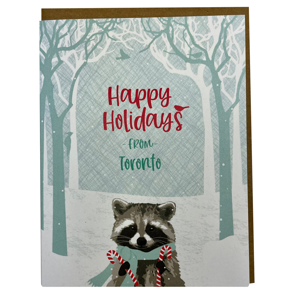 Toronto Raccoon  Candy Cane Holiday Boxed Cards