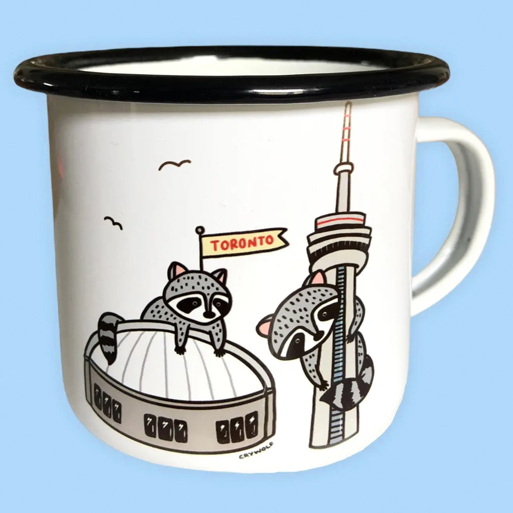 Toronto Raccoon City Enamel Mug back.