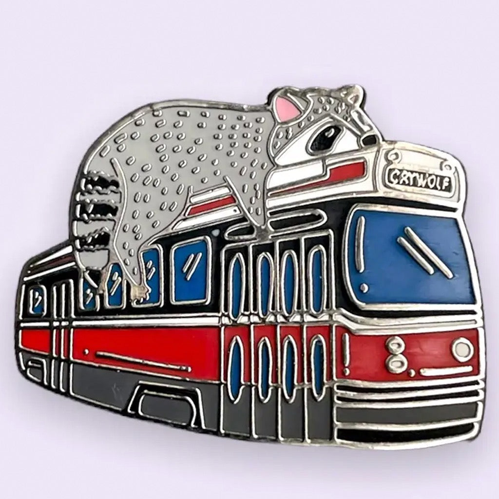 Toronto Raccoon Streetcar Enamel Pin.