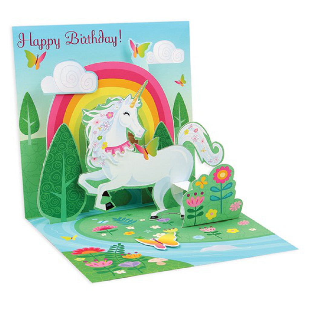 Unicorn Glitter Rainbow Birthday Pop-Up Card