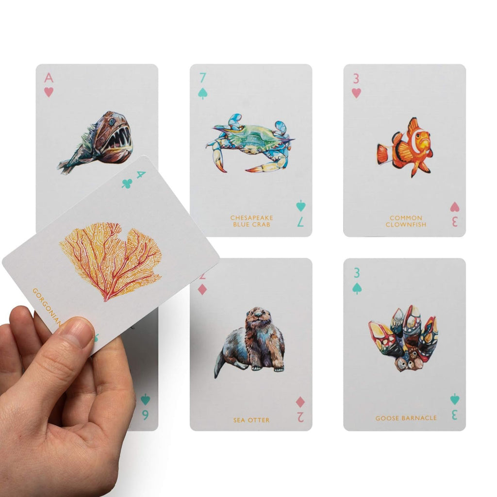Various cards of Ocean Playing Cards.