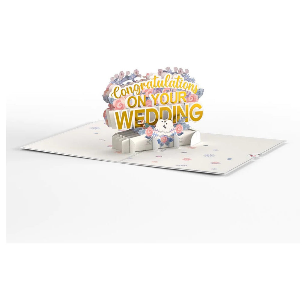 Wedding Congratulations 3D Pop-Up Card open.