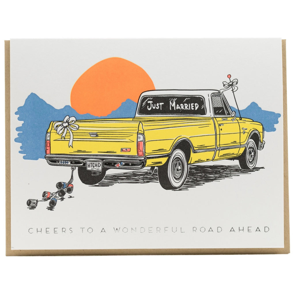 Wedding Truck Sunset Card.