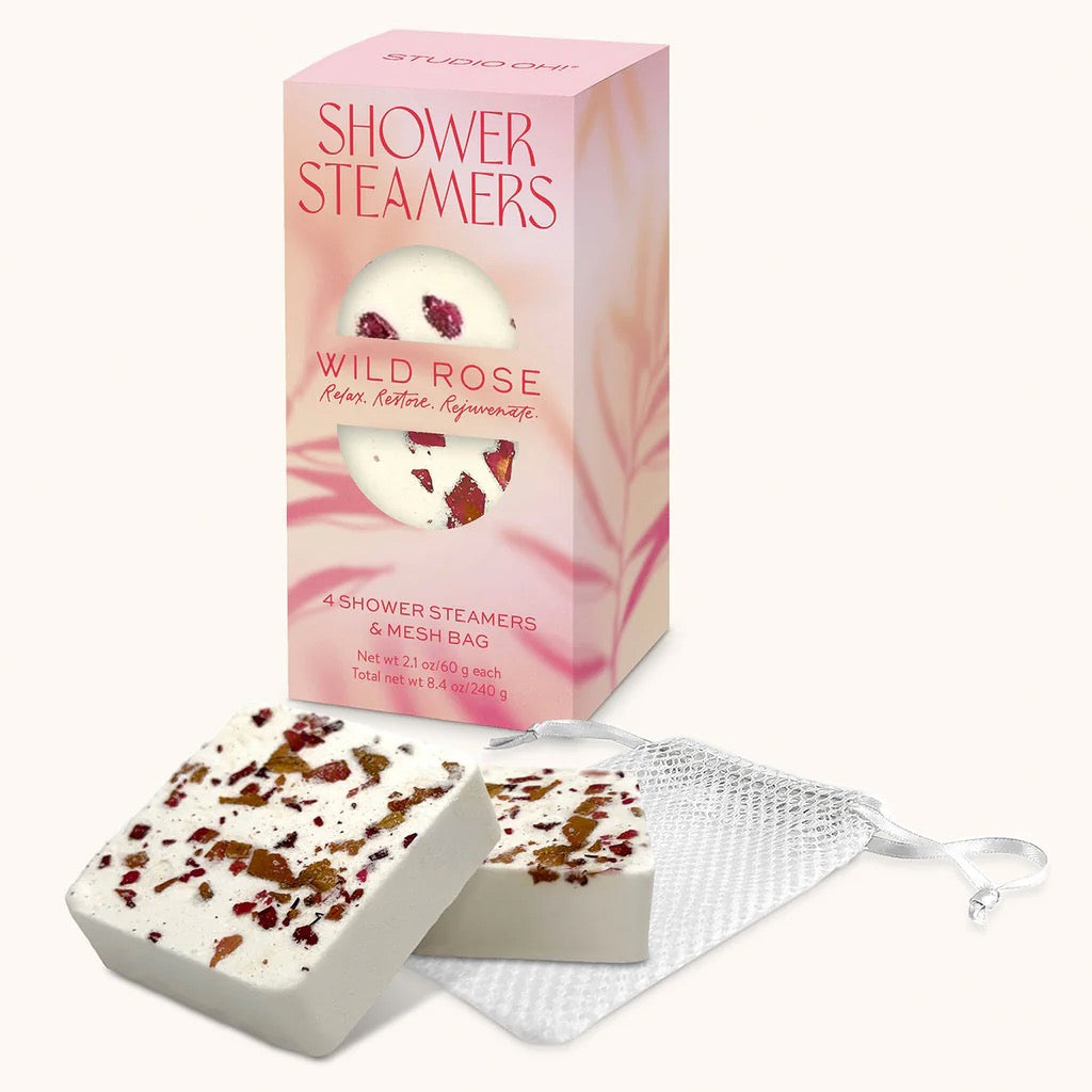 Wild Rose Shower Steamers with contents.