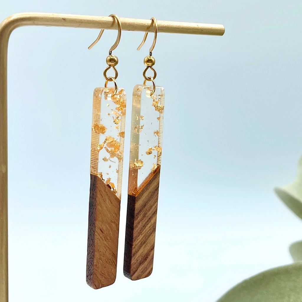 Wood resin earrings.