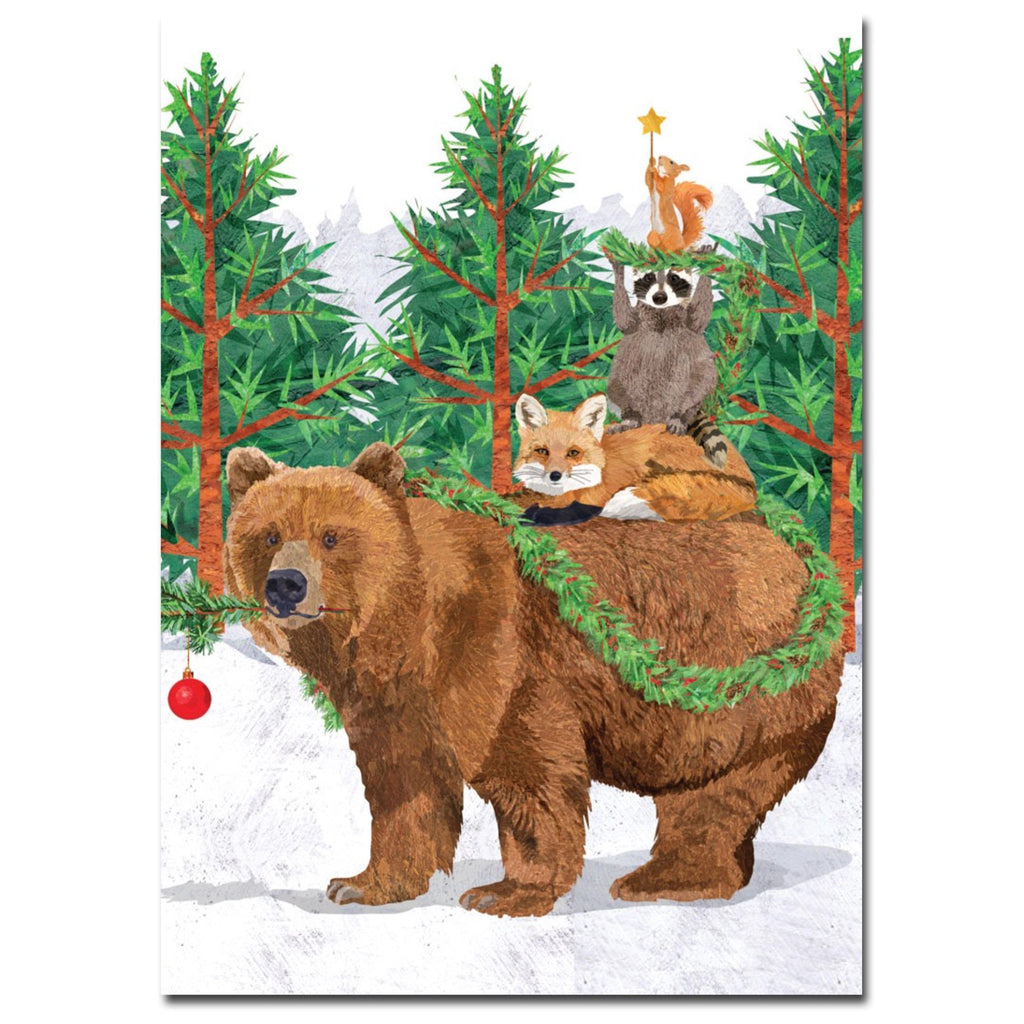 Woodland Creature Tree Holiday Card.