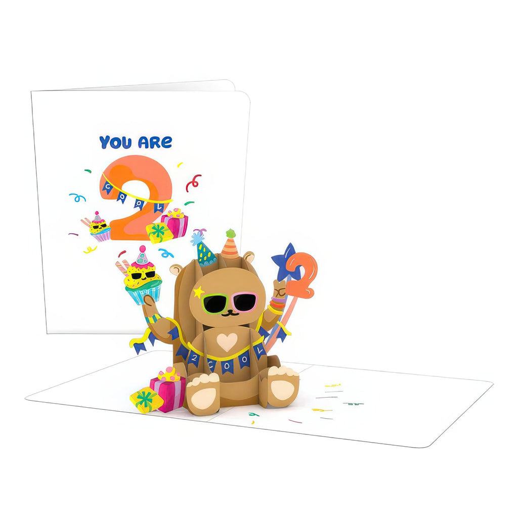 2nd Birthday Bear Playpop Card open and closed.