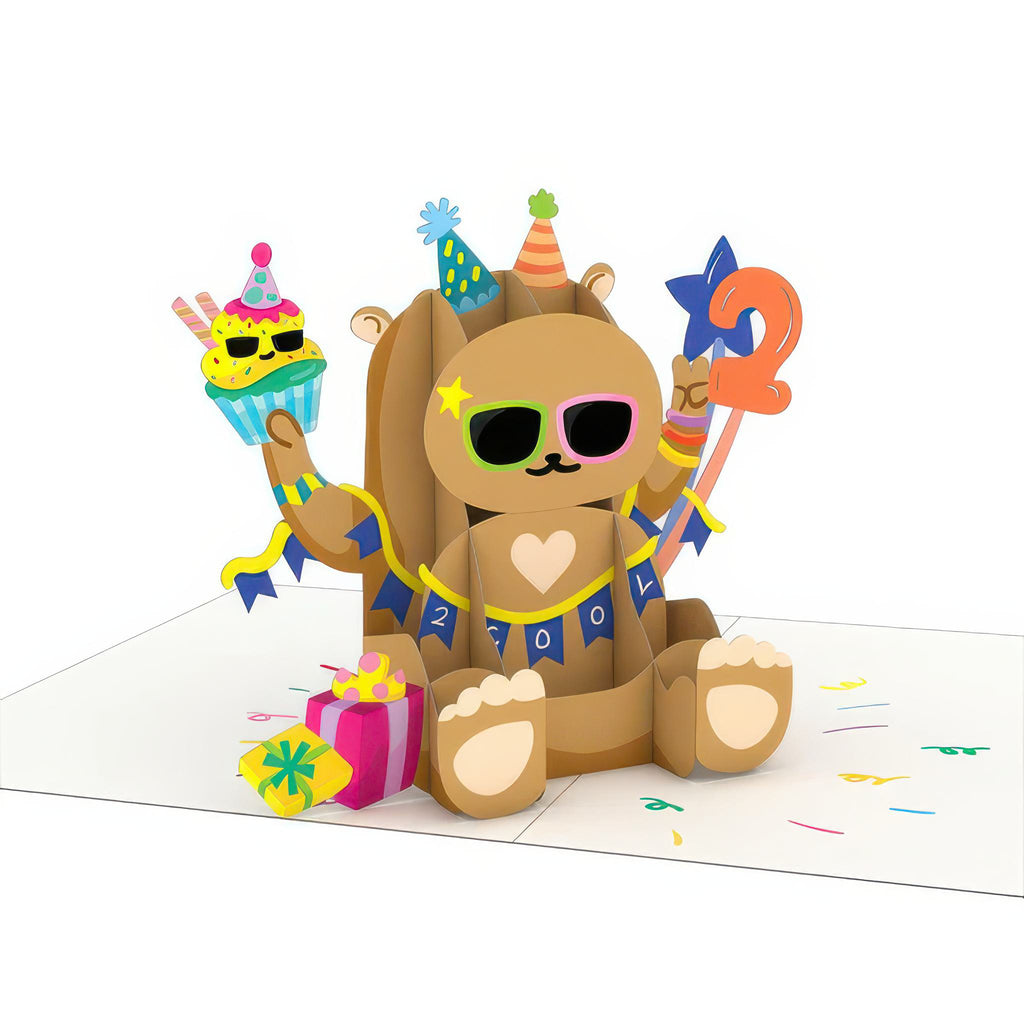 2nd Birthday Bear Playpop Card.