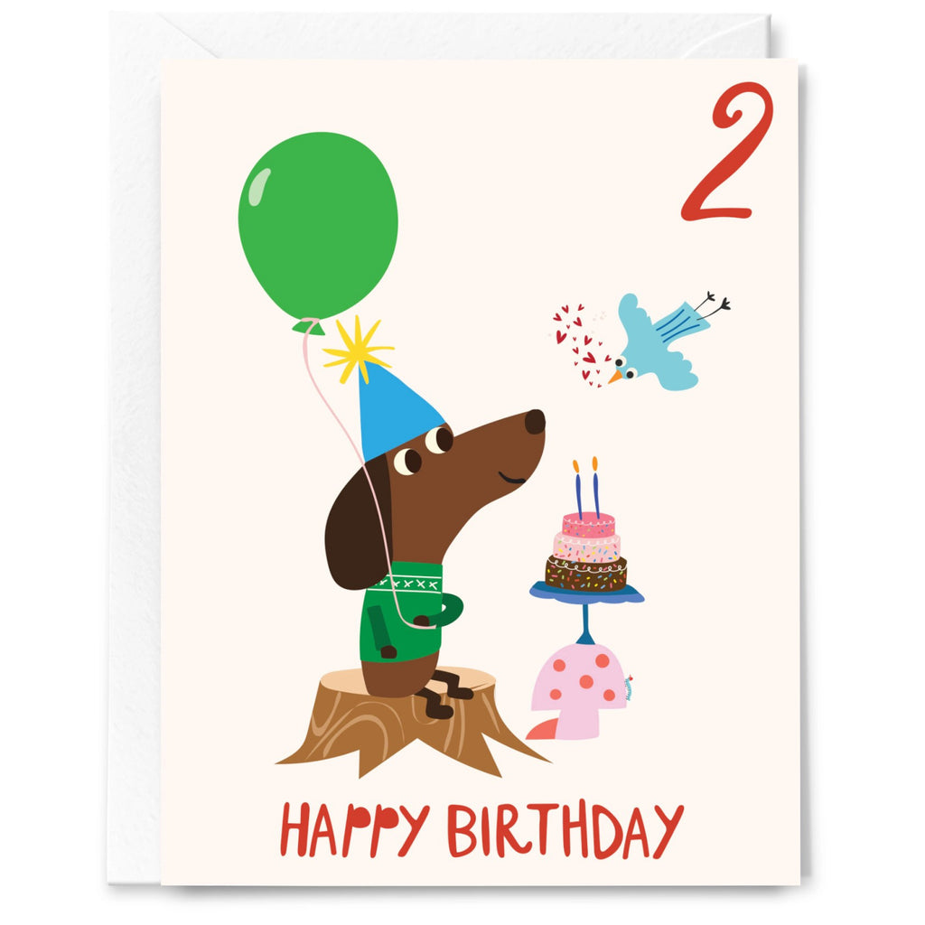 2nd Birthday Dog & Bird Card.