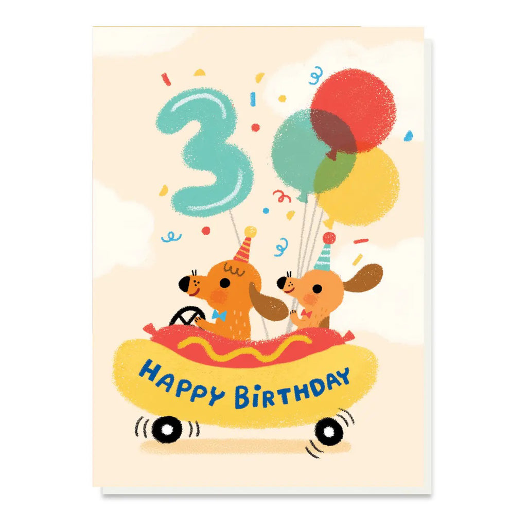 3rd Birthday Hot Dog Car Card.