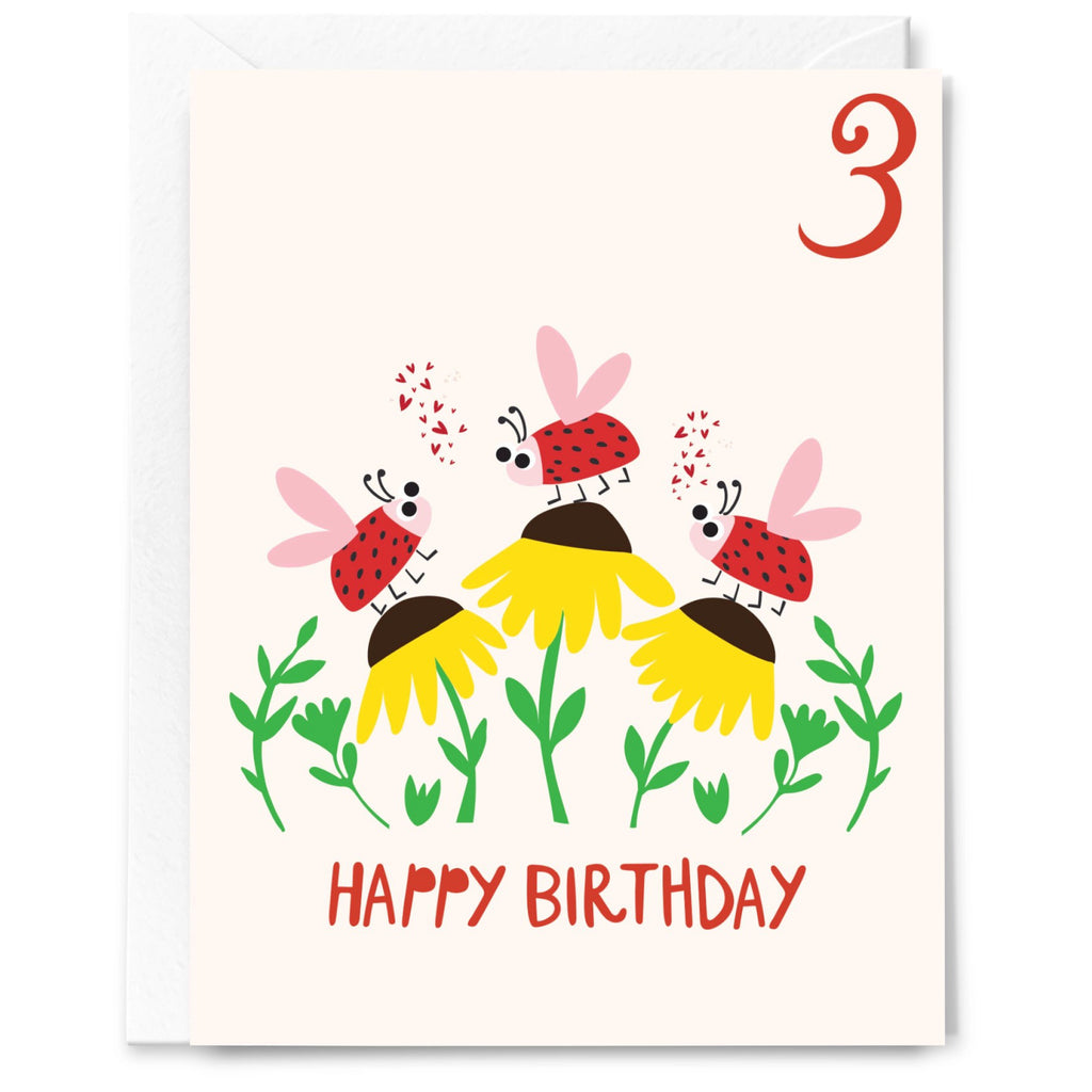 3rd Birthday Ladybugs Card.