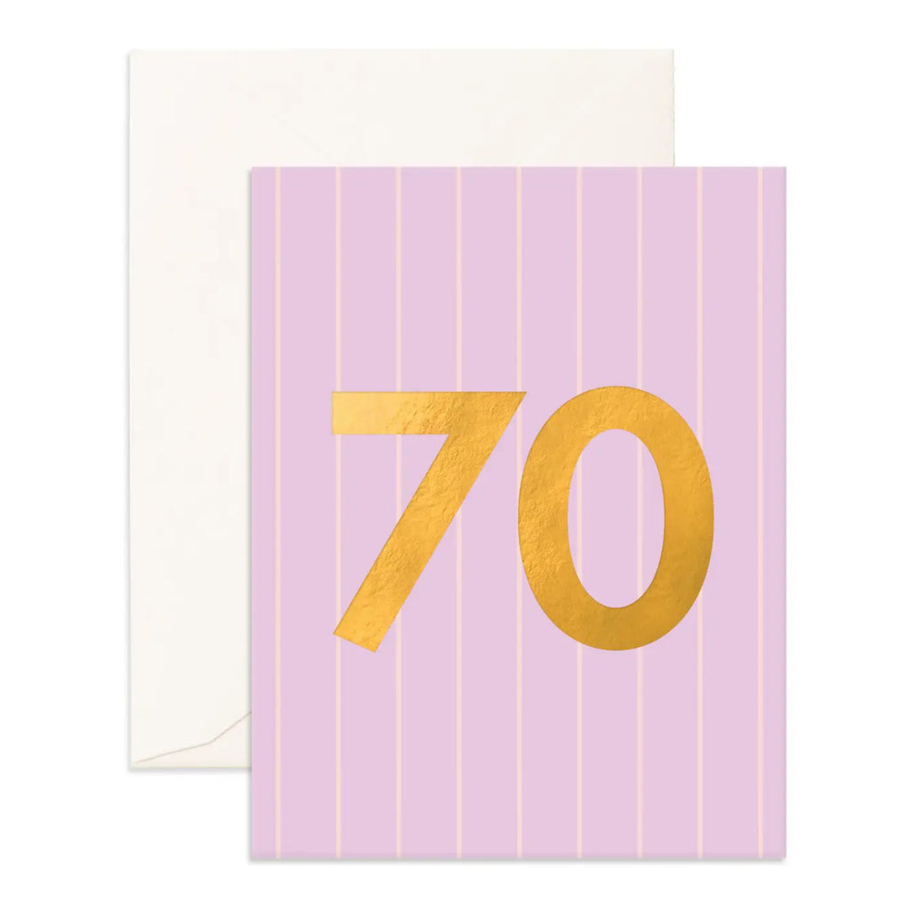 70th Birthday Lilac Pinstripe Card.