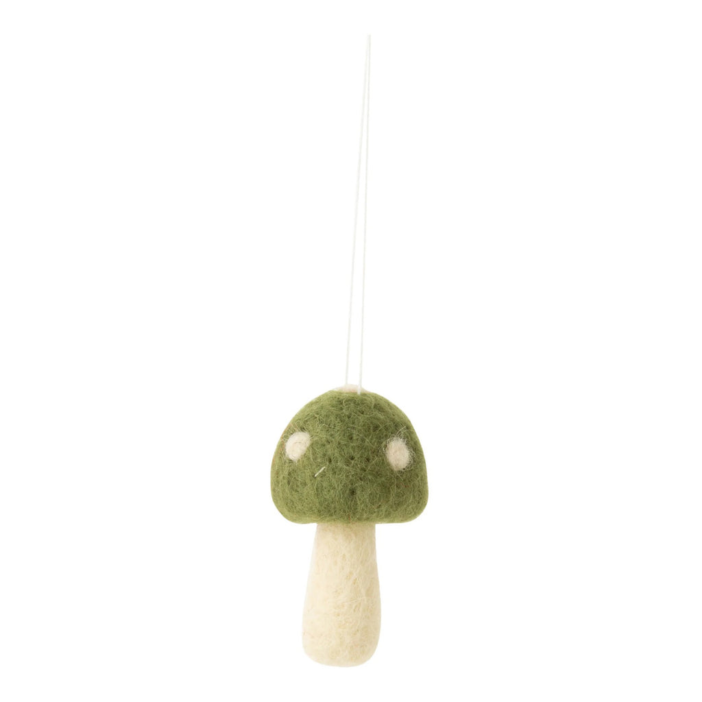 Green Mini Felt Mushroom Ornament.