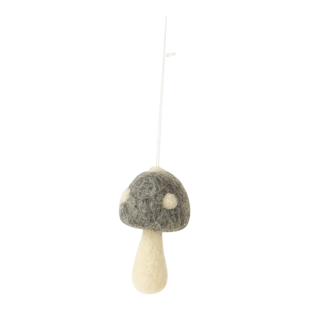 Grey Mini Felt Mushroom Ornament.