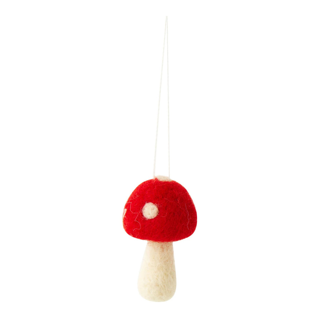 Red Mini Felt Mushroom Ornament.