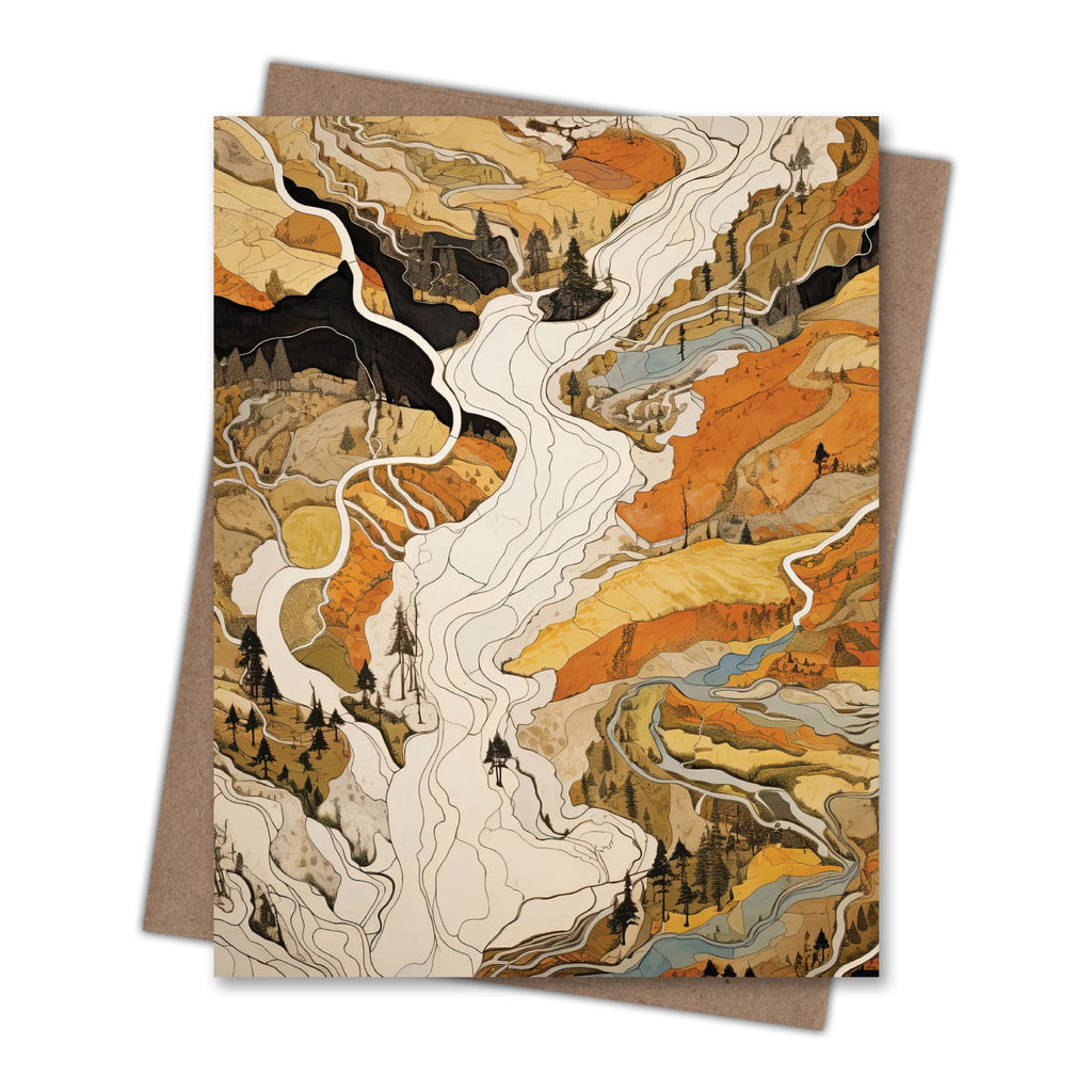 Aerial River Blank Notecard.