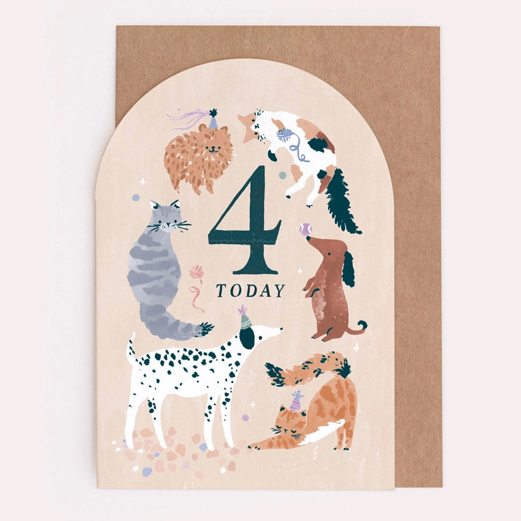 Age 4 Die-Cut Birthday Card.